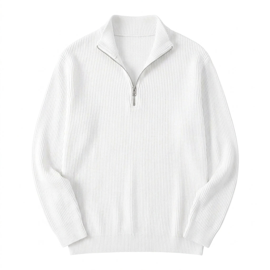 Corduroy Zipper Stand Collar Sweatshirt Fashion Warm Solid Color Long Sleeve Top Men's Casual Polo Shirt Clothing