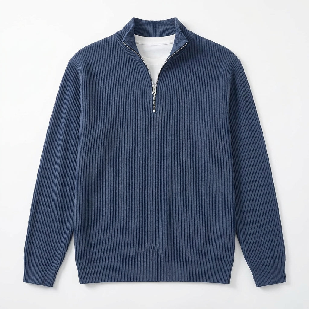 Corduroy Zipper Stand Collar Sweatshirt Fashion Warm Solid Color Long Sleeve Top Men's Casual Polo Shirt Clothing
