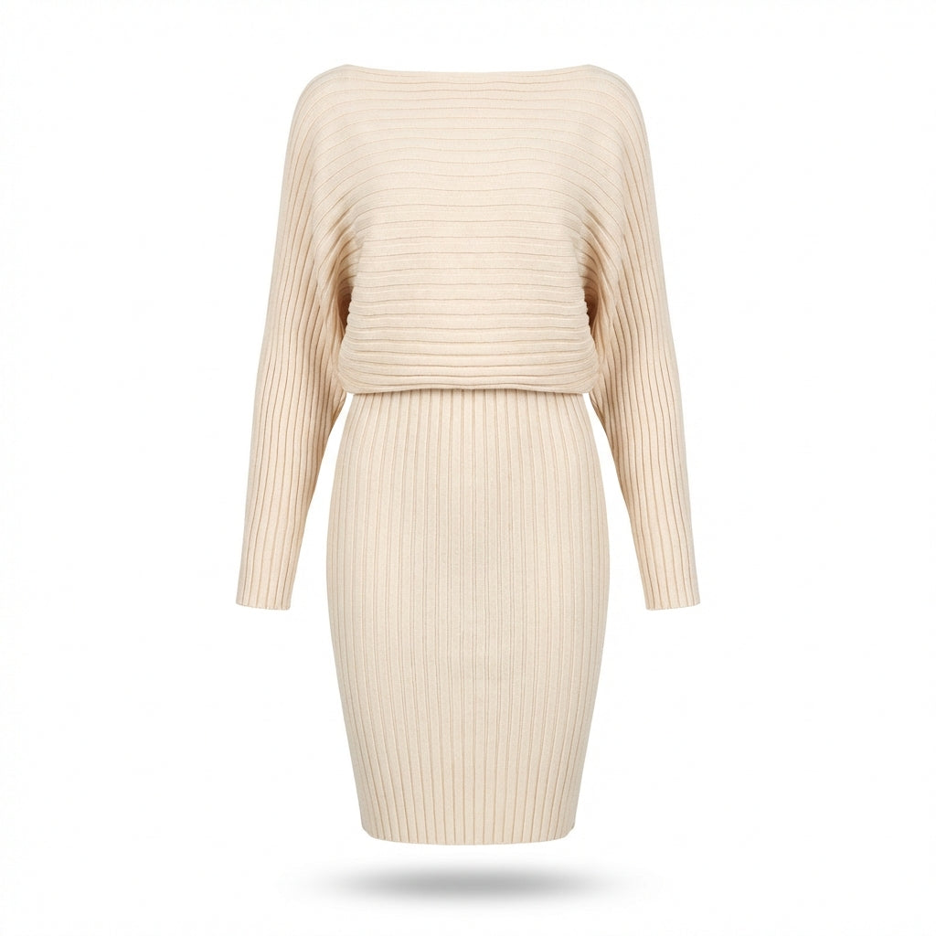 Women's Slim Fit 2-Piece Set – Stripe Long Sleeve Top & Bodycon Suspender Skirt