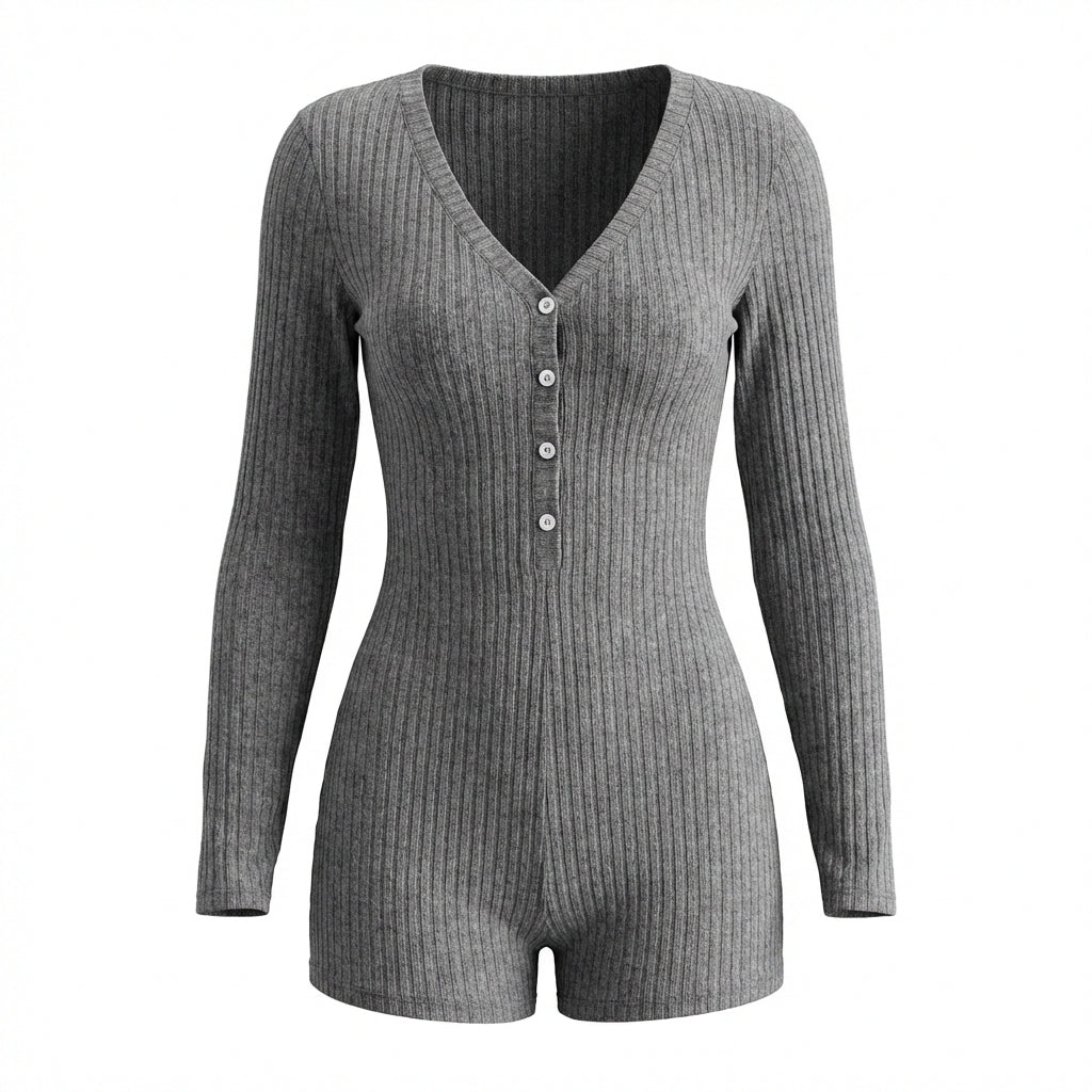 Casual Slim Women Rib Knitted Jumpsuit