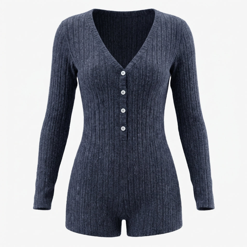 Casual Slim Women Rib Knitted Jumpsuit
