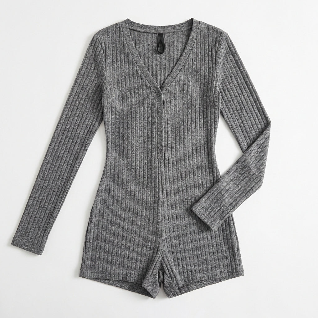 Casual Slim Women Rib Knitted Jumpsuit