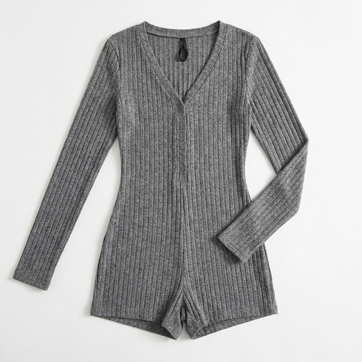 Casual Slim Women Rib Knitted Jumpsuit