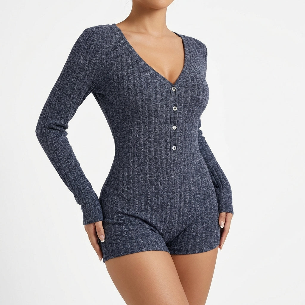 Casual Slim Women Rib Knitted Jumpsuit