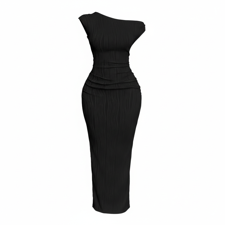 Cute Fashion Water Ripple Sloping Shoulder Dress