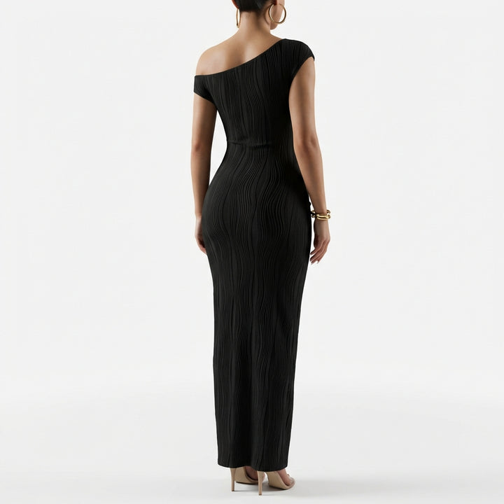 Cute Fashion Water Ripple Sloping Shoulder Dress