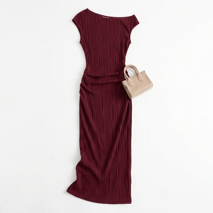 Cute Fashion Water Ripple Sloping Shoulder Dress