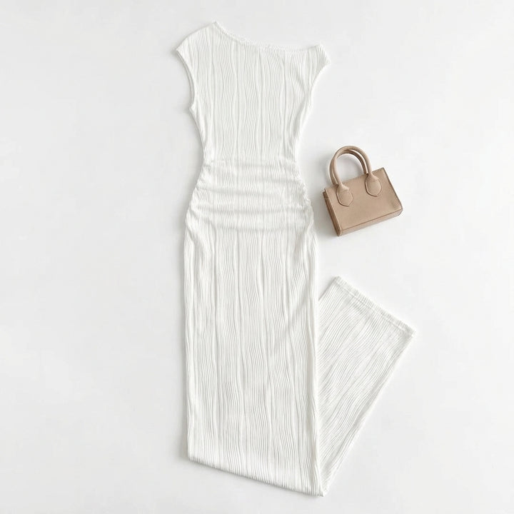 Cute Fashion Water Ripple Sloping Shoulder Dress