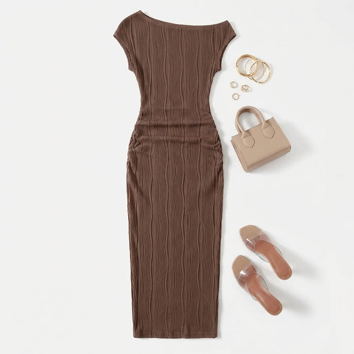 Cute Fashion Water Ripple Sloping Shoulder Dress