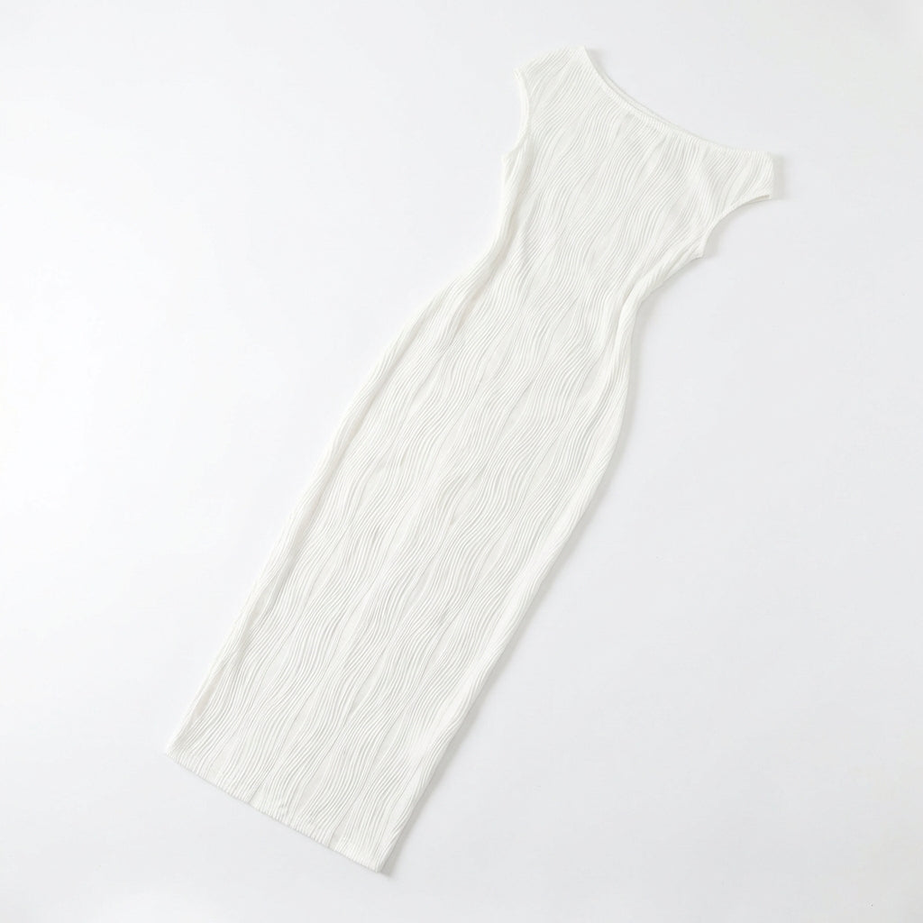 Cute Fashion Water Ripple Sloping Shoulder Dress