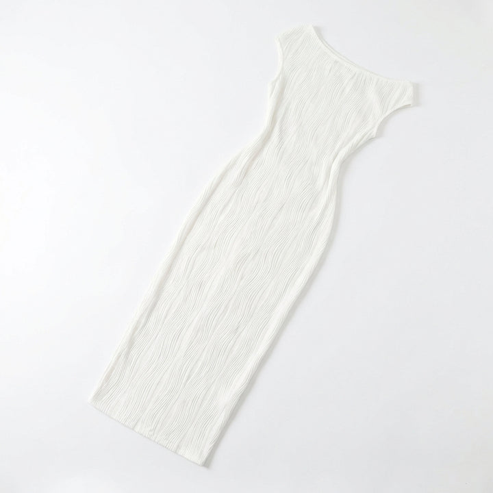 Cute Fashion Water Ripple Sloping Shoulder Dress