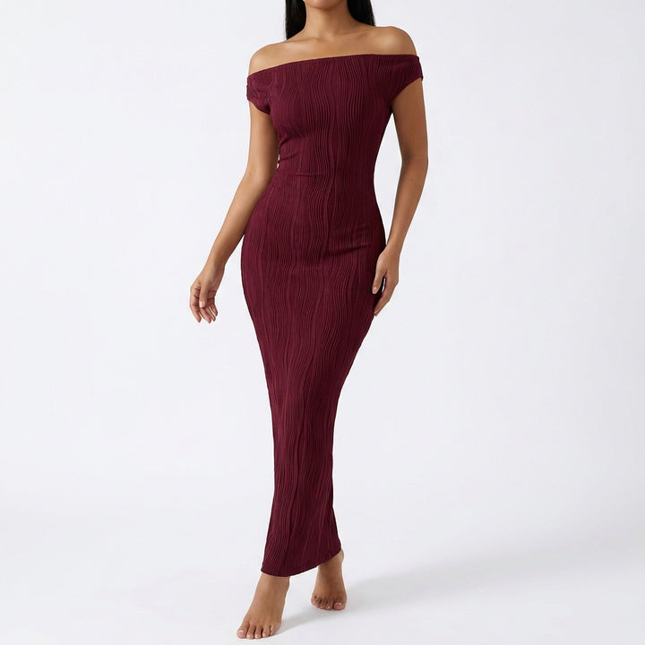 Cute Fashion Water Ripple Sloping Shoulder Dress
