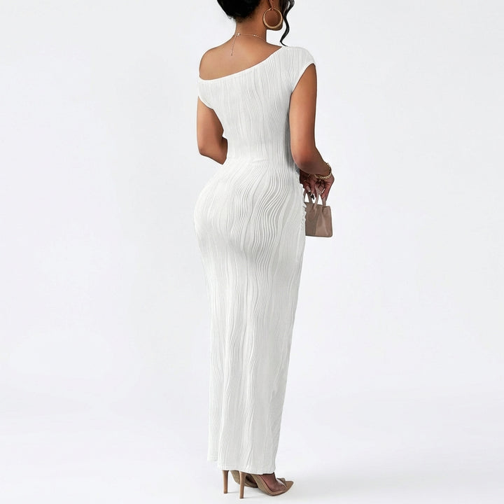 Cute Fashion Water Ripple Sloping Shoulder Dress