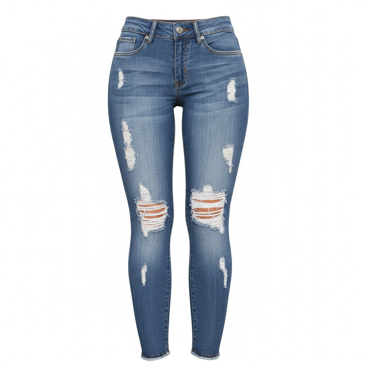 Women's Fashion Elastic Slim Fit Ripped Skinny Jeans