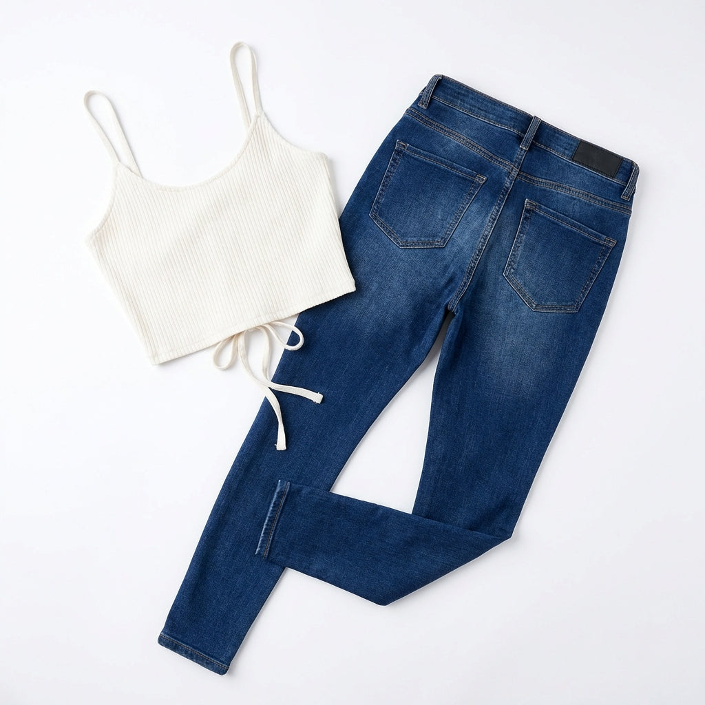 Women’s High-Waisted Stretch Ripped Skinny Jeans – Sculpting Slim Fit