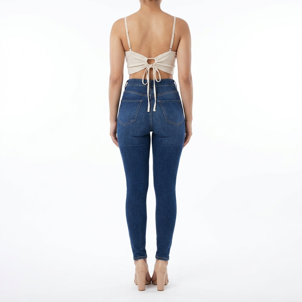 Women’s High-Waisted Stretch Ripped Skinny Jeans – Sculpting Slim Fit