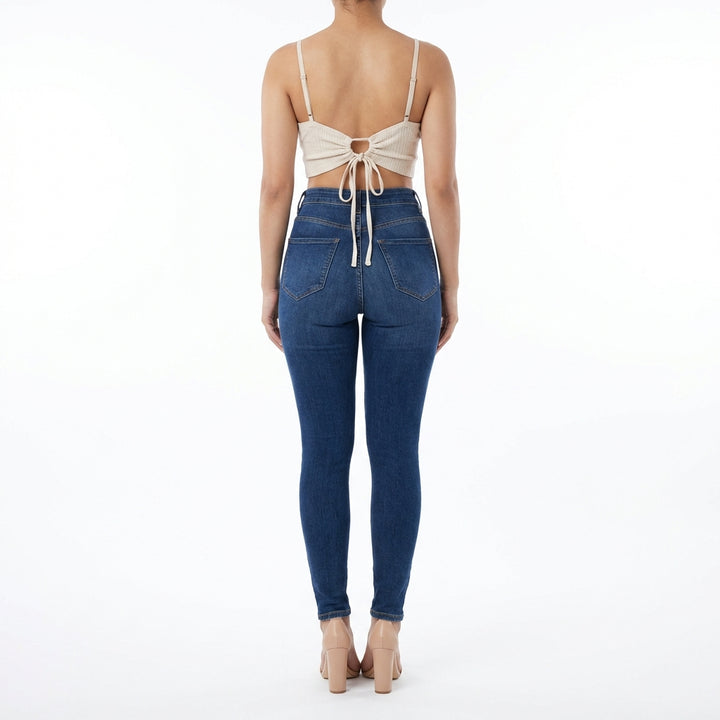 Women’s High-Waisted Stretch Ripped Skinny Jeans – Sculpting Slim Fit