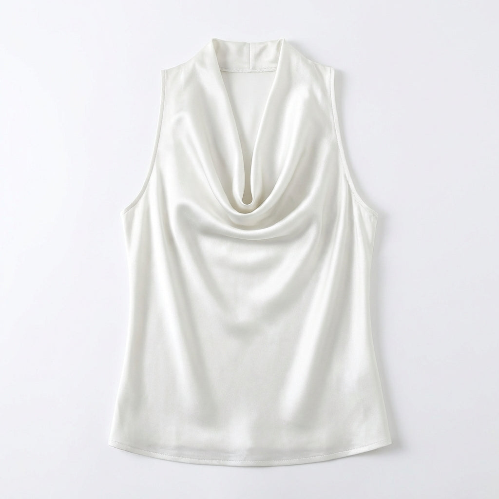 Women Solid Color Swing Collar Sleeveless Vest Trendy Elegant Shirt With Halter Neckline Backless Short Sleeve Tops Tshirts