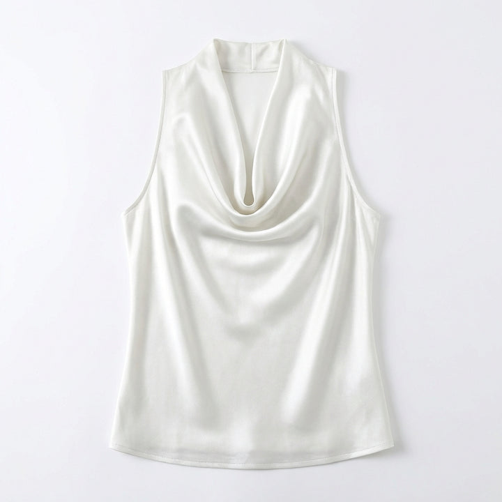 Women Solid Color Swing Collar Sleeveless Vest Trendy Elegant Shirt With Halter Neckline Backless Short Sleeve Tops Tshirts