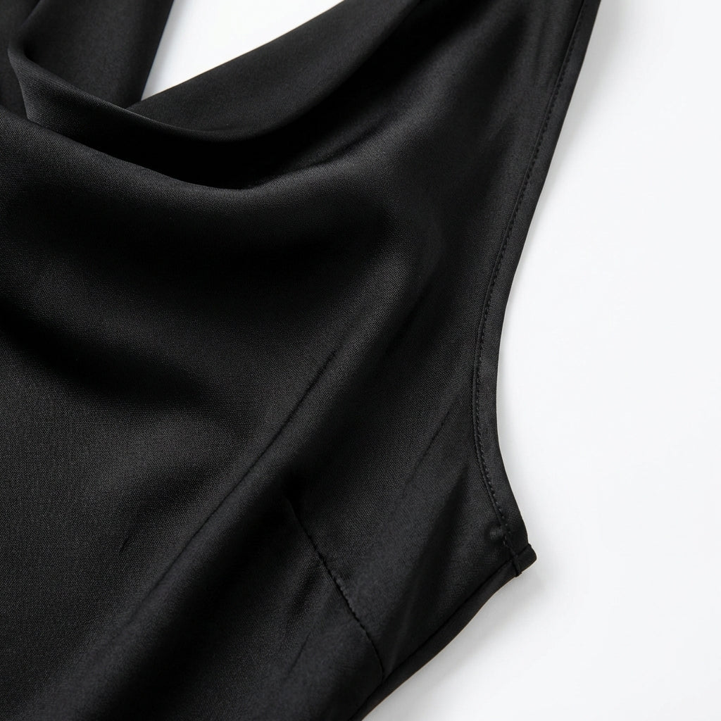 Women Solid Color Swing Collar Sleeveless Vest Trendy Elegant Shirt With Halter Neckline Backless Short Sleeve Tops Tshirts