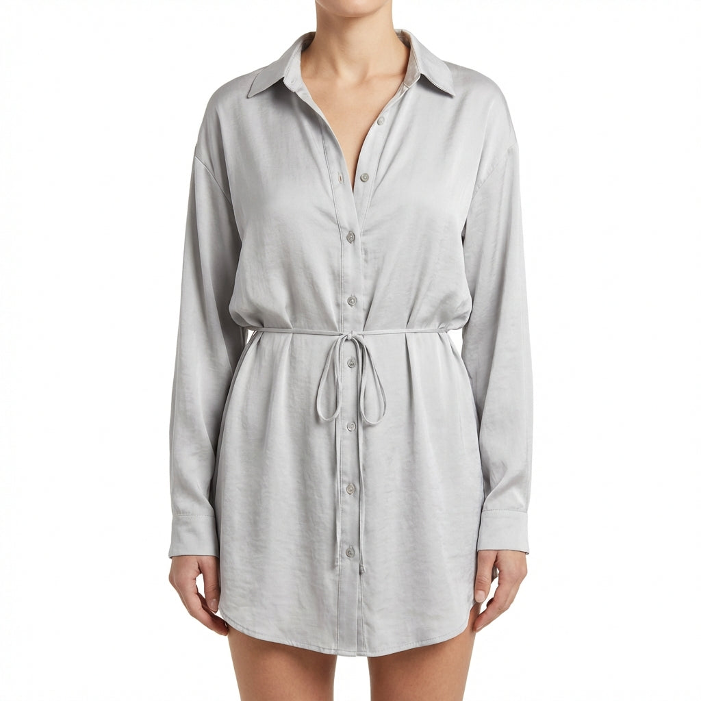 Women's Long Sleeve Jumpsuit With Button Fashion Shirt Dress