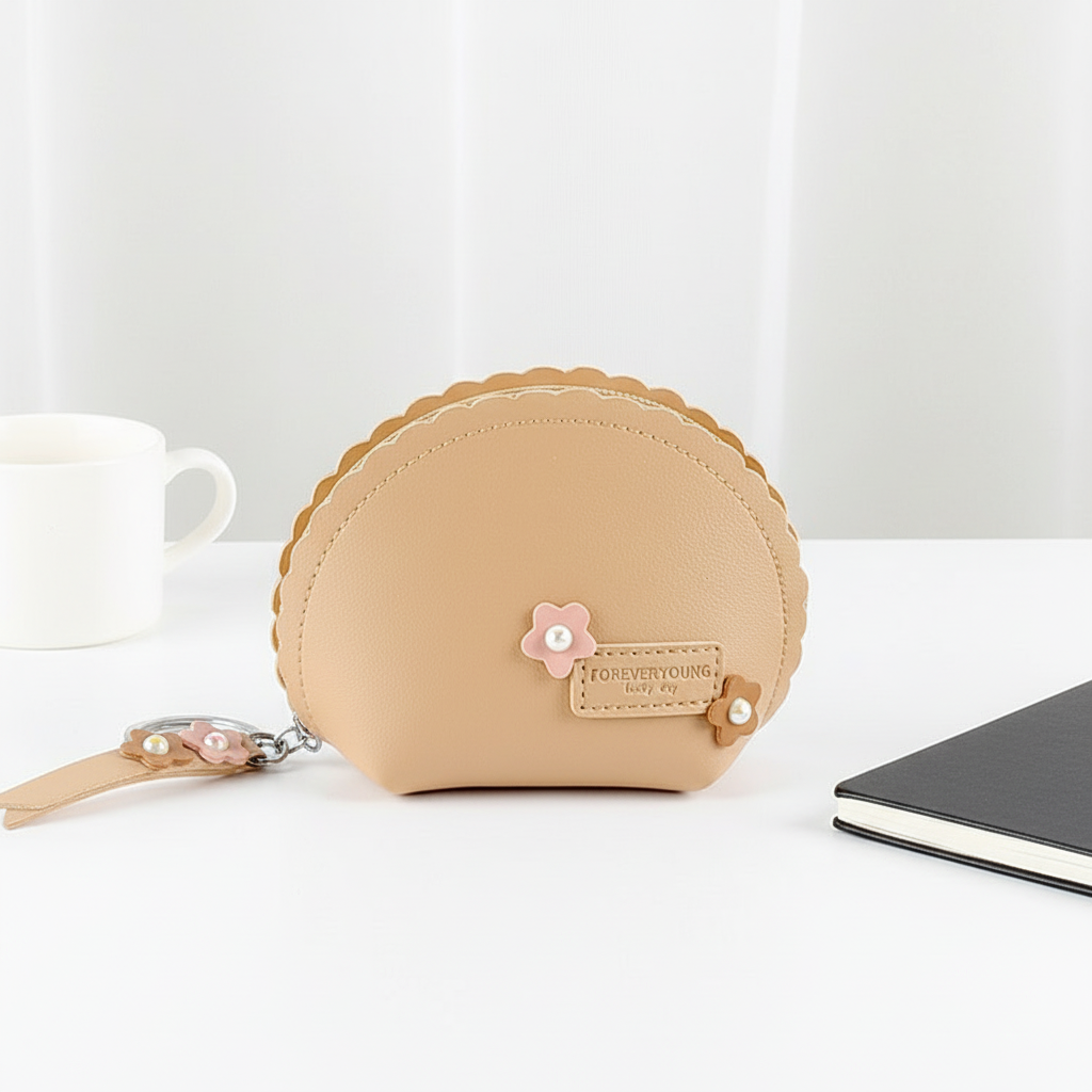 Women's Hand Holding Fan Small And Simple Coin Key Case One-piece Zipper Waterproof Coin Purse
