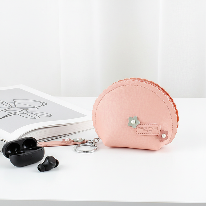 Women's Hand Holding Fan Small And Simple Coin Key Case One-piece Zipper Waterproof Coin Purse