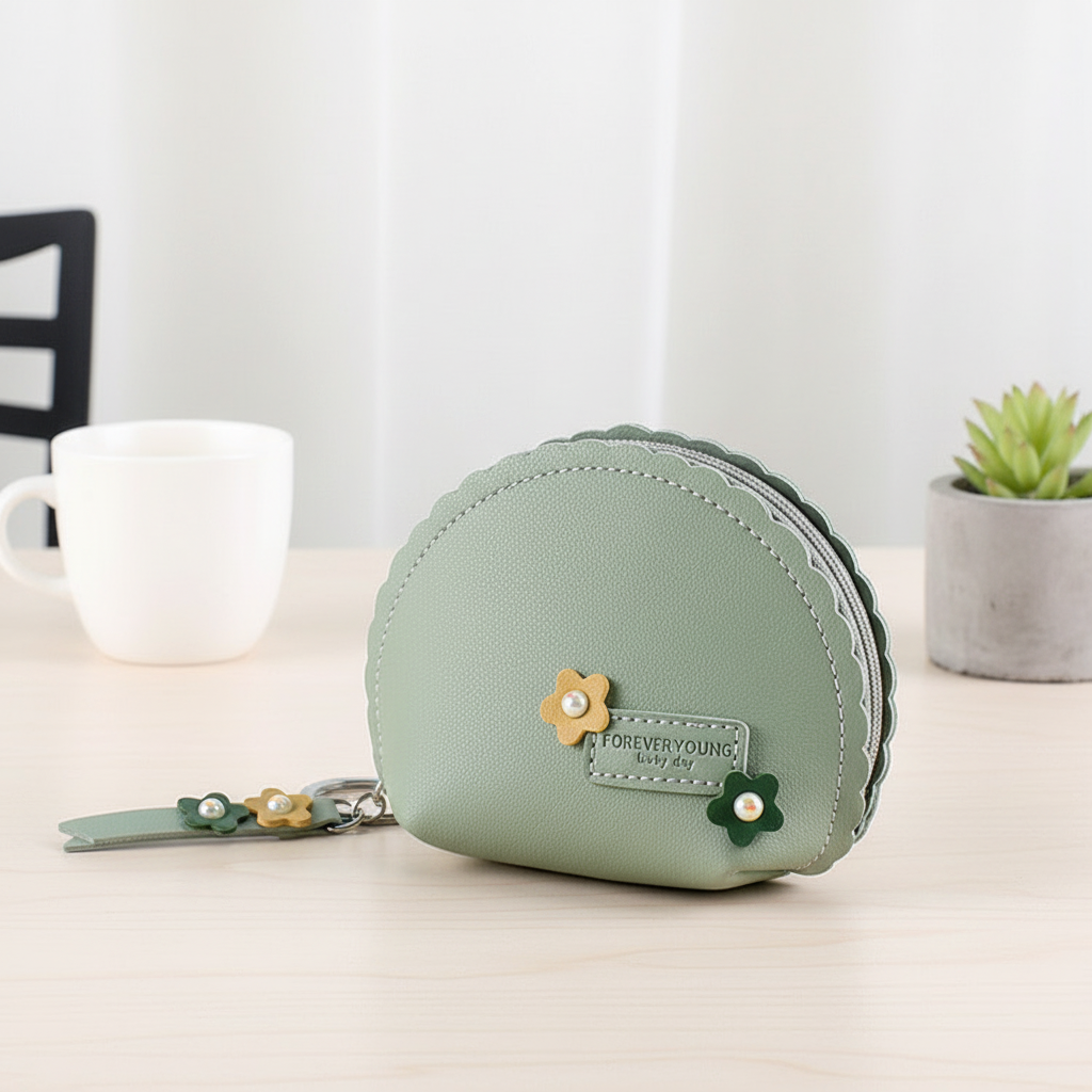 Women's Hand Holding Fan Small And Simple Coin Key Case One-piece Zipper Waterproof Coin Purse
