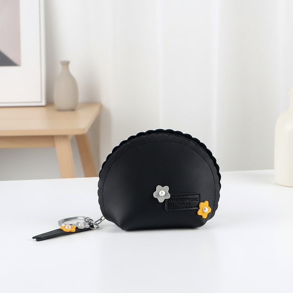 Women's Hand Holding Fan Small And Simple Coin Key Case One-piece Zipper Waterproof Coin Purse