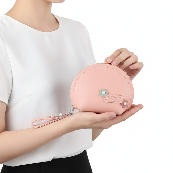 Women's Hand Holding Fan Small And Simple Coin Key Case One-piece Zipper Waterproof Coin Purse