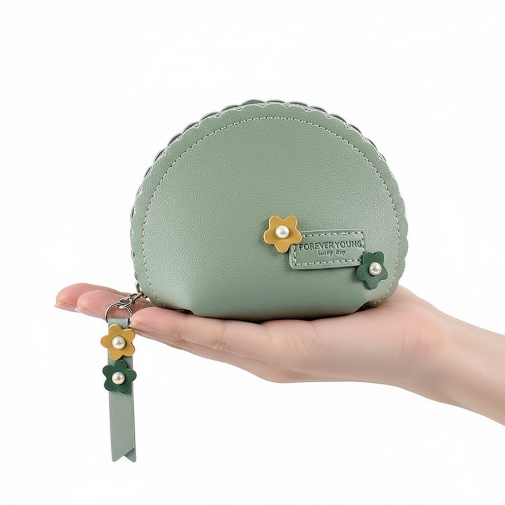 Women's Hand Holding Fan Small And Simple Coin Key Case One-piece Zipper Waterproof Coin Purse
