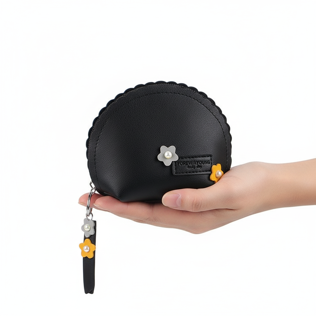 Women's Hand Holding Fan Small And Simple Coin Key Case One-piece Zipper Waterproof Coin Purse