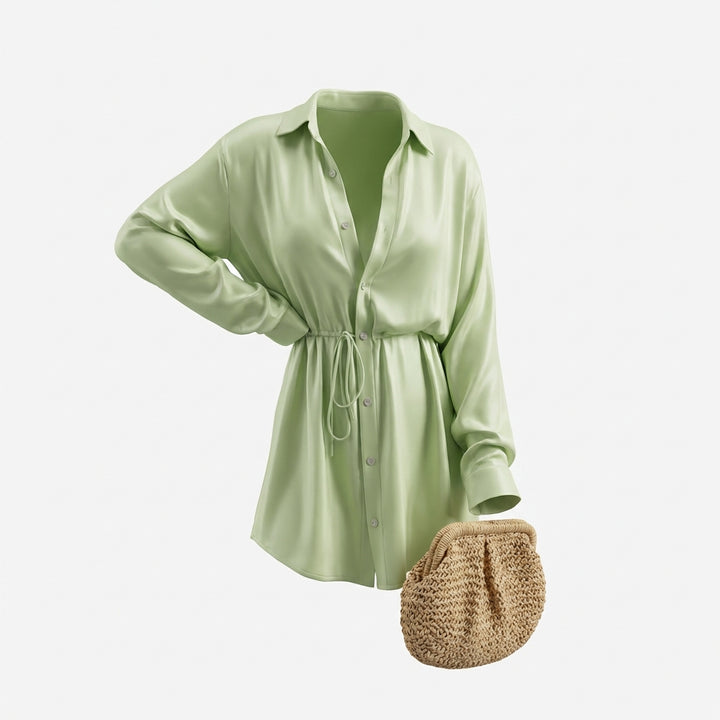 Women's Long Sleeve Jumpsuit With Button Fashion Shirt Dress