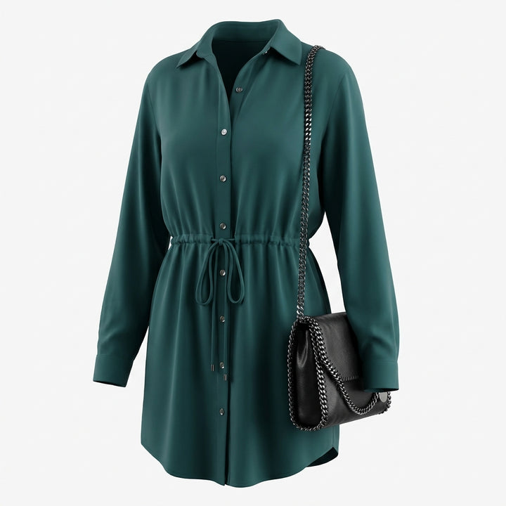 Women's Long Sleeve Jumpsuit With Button Fashion Shirt Dress