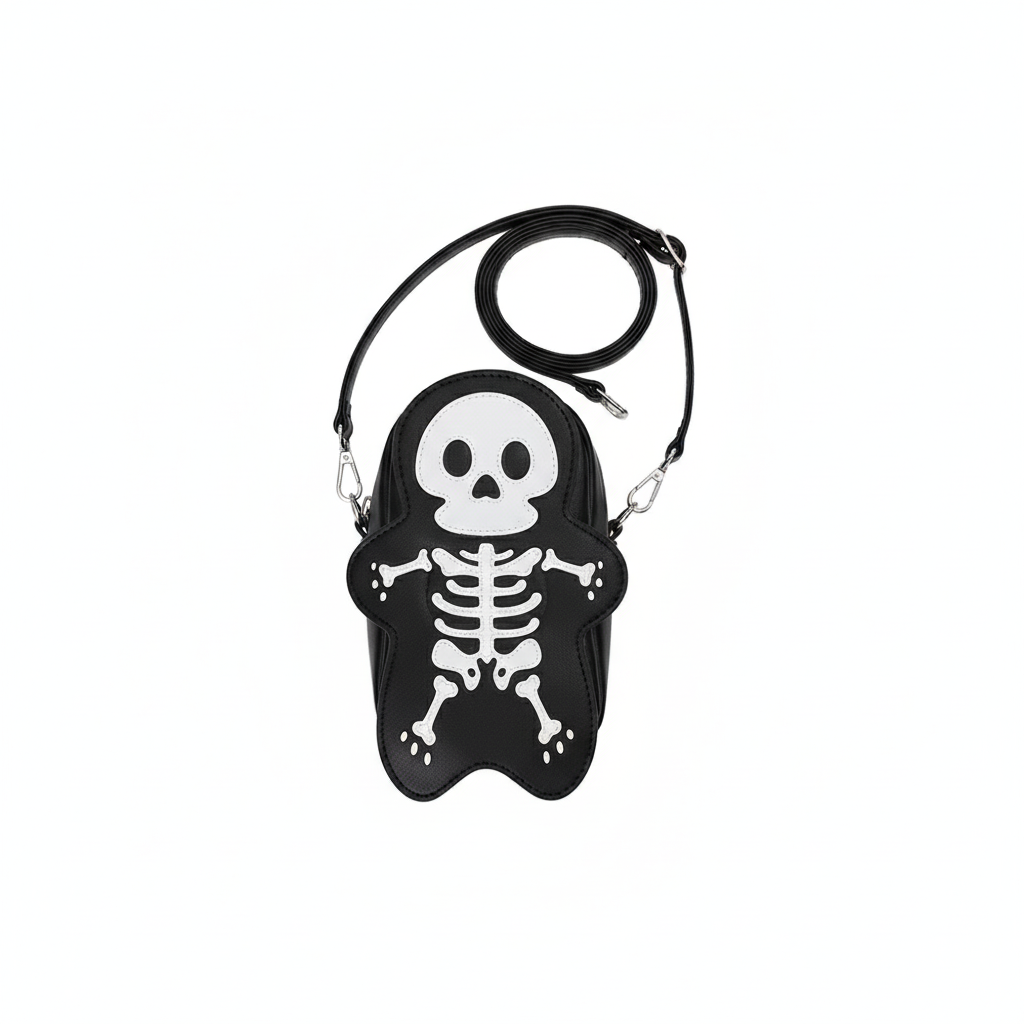 Cute Skeleton Crossbody Bag – Mini PU Leather Street Style Shoulder Bag