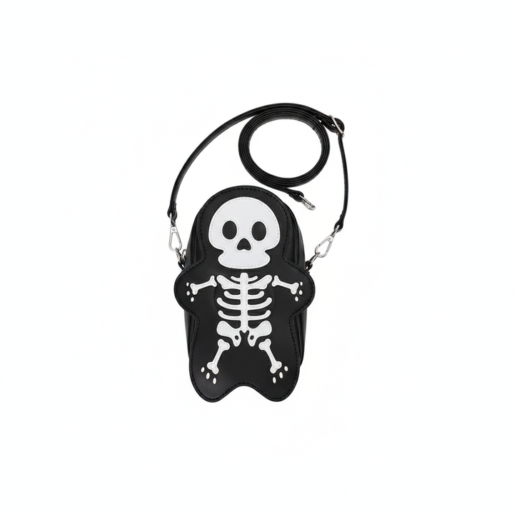 Cute Skeleton Crossbody Bag – Mini PU Leather Street Style Shoulder Bag