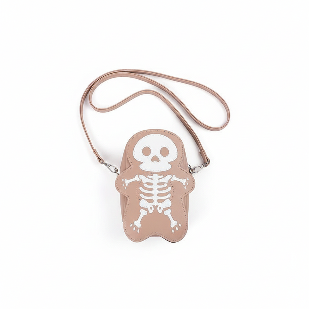 Cute Skeleton Crossbody Bag – Mini PU Leather Street Style Shoulder Bag
