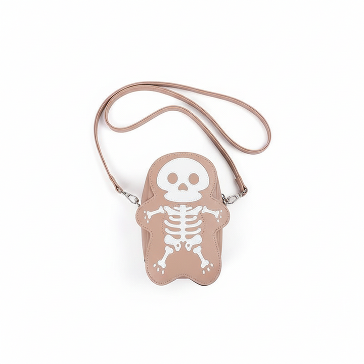 Cute Skeleton Crossbody Bag – Mini PU Leather Street Style Shoulder Bag