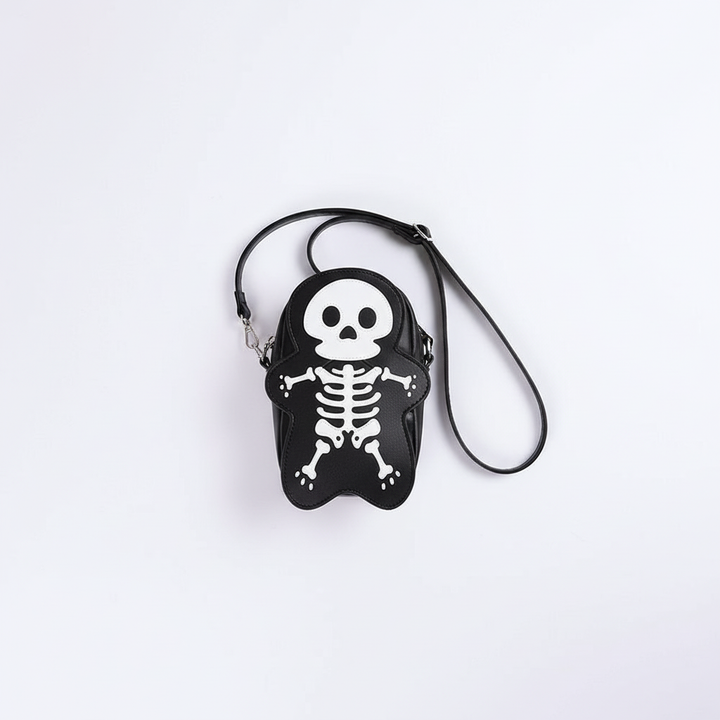 Cute Skeleton Crossbody Bag – Mini PU Leather Street Style Shoulder Bag