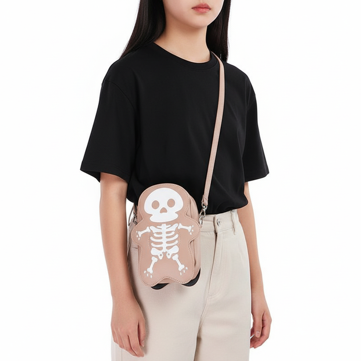 Cute Skeleton Crossbody Bag – Mini PU Leather Street Style Shoulder Bag