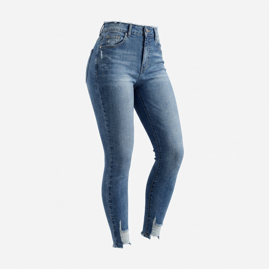 Women's High-Waist Ripped Skinny Jeans