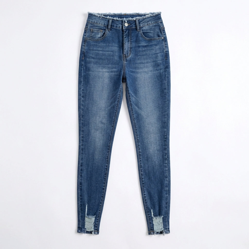 Women's High-Waist Ripped Skinny Jeans