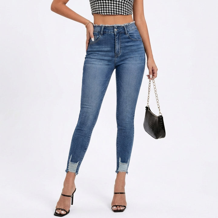 Women's High-Waist Ripped Skinny Jeans