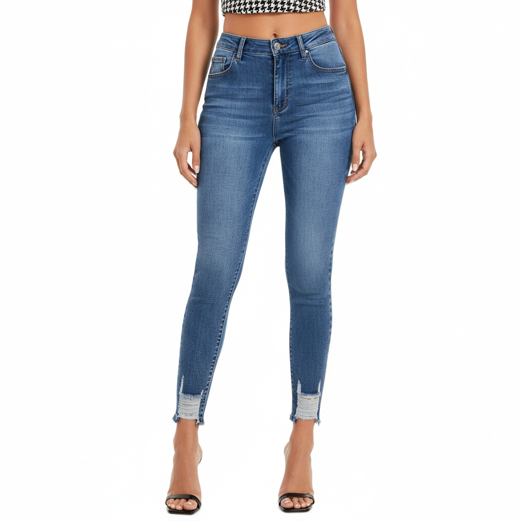 Women's High-Waist Ripped Skinny Jeans