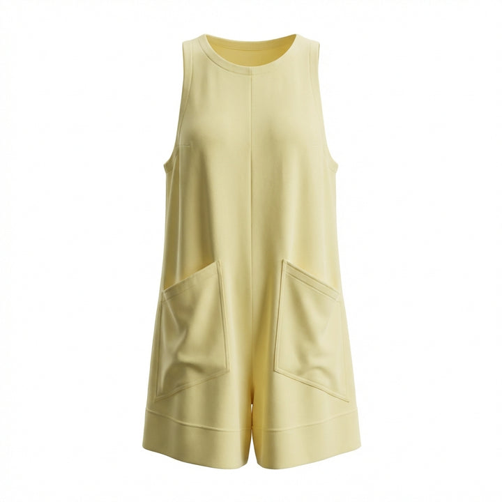 Women's Sleeveless Summer Romper – Casual Beach Jumpsuit with Pockets