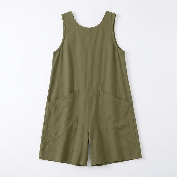 Women's Sleeveless Summer Romper – Casual Beach Jumpsuit with Pockets