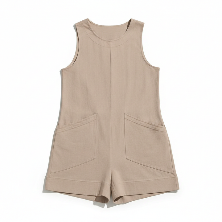 Women's Sleeveless Summer Romper – Casual Beach Jumpsuit with Pockets