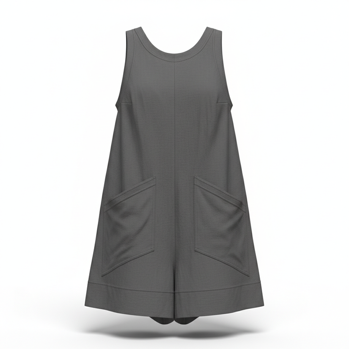 Women's Sleeveless Summer Romper – Casual Beach Jumpsuit with Pockets
