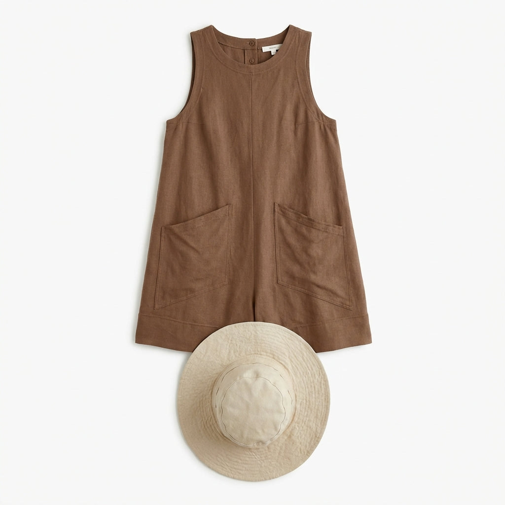Women's Sleeveless Summer Romper – Casual Beach Jumpsuit with Pockets