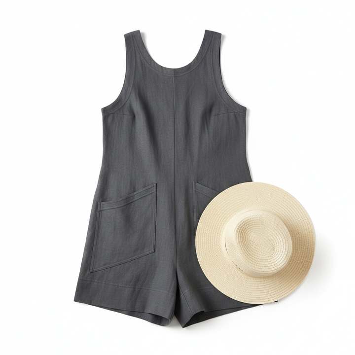 Women's Sleeveless Summer Romper – Casual Beach Jumpsuit with Pockets